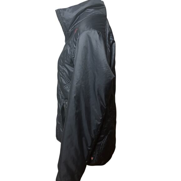 Adidas Jacket Womens Medium Logo Lightweight Quilted Outdoor Sporty Black Coat - Picture 6 of 12